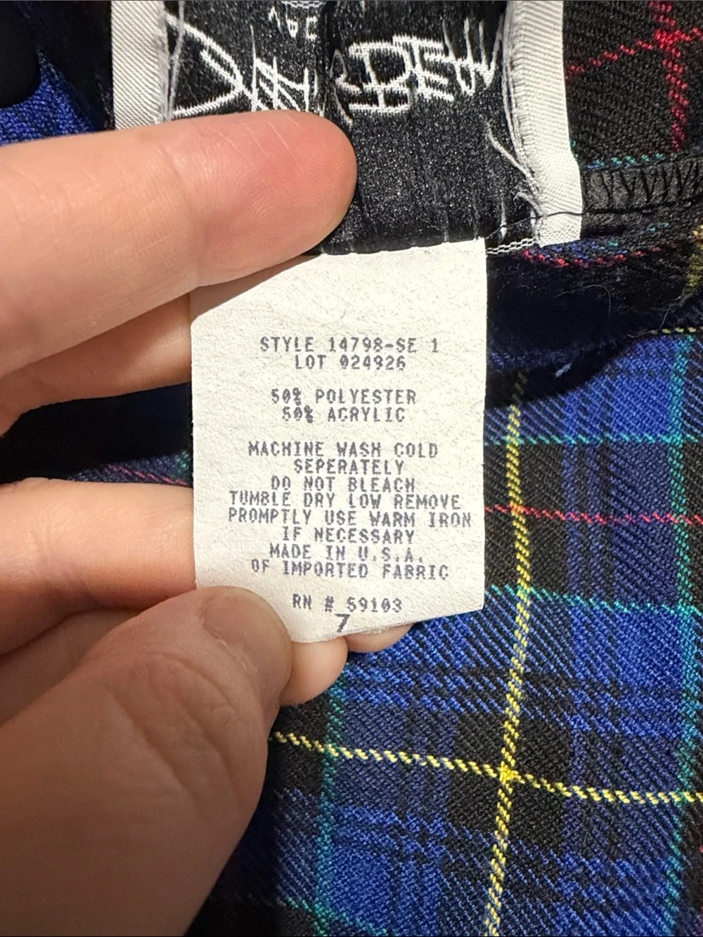 Vintage String Bean Blue Tartan Pleated Skater Mini Skirt
